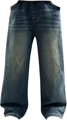 Little Boys Baggy Jeans Kids Casual Straight Leg Elastic Waist Loose Denim Pants with Pockets Teen Vintage Hip Hop Streetwear in Saudi Arabia