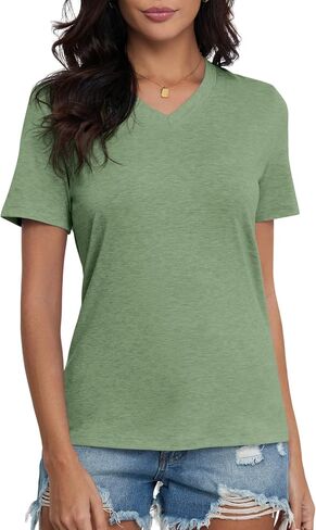 Kindcall Womens V Neck Short Sleeve Casual T-Shirt Soft Lightweight Basic Top in Kuwait