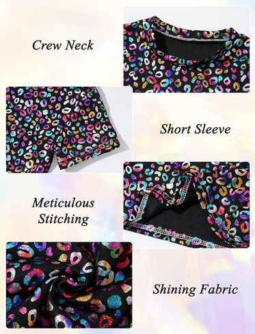 Happy Cherry Girls 2 Piece Sequin Crop Top and Skirt Set Full Prints Dot Shiny Disco Outfit Set 3-13Y in Saudi Arabia