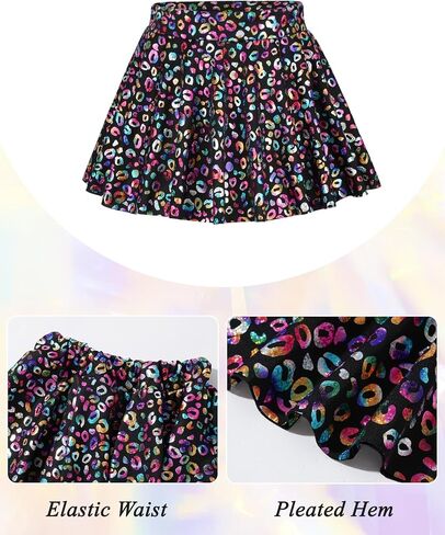 Happy Cherry Girls 2 Piece Sequin Crop Top and Skirt Set Full Prints Dot Shiny Disco Outfit Set 3-13Y in Saudi Arabia