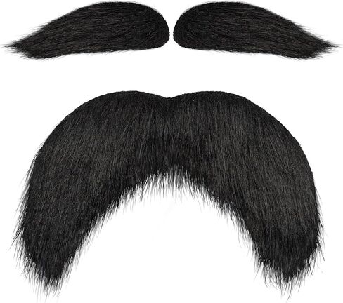 Black Fake Mustache and Eyebrows Set, Self Adhesive Fake Beard, Novelty Realistic Facial Hair for Cosplay Costume and Festival Party in Saudi Arabia
