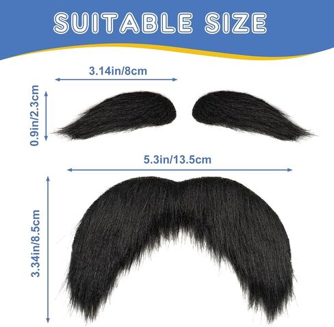 Black Fake Mustache and Eyebrows Set, Self Adhesive Fake Beard, Novelty Realistic Facial Hair for Cosplay Costume and Festival Party in Saudi Arabia