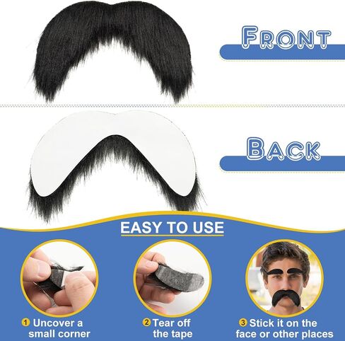 Black Fake Mustache and Eyebrows Set, Self Adhesive Fake Beard, Novelty Realistic Facial Hair for Cosplay Costume and Festival Party in Saudi Arabia