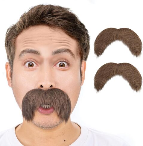 Black Fake Mustache and Eyebrows Set, Self Adhesive Fake Beard, Novelty Realistic Facial Hair for Cosplay Costume and Festival Party in Saudi Arabia
