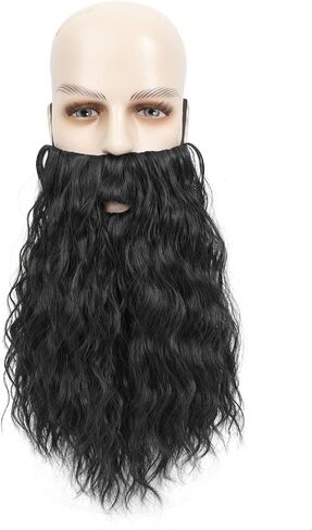 لحية ساحرة طويلة مجعد مع فرقة مرنة ، أزياء بيرد مان المزيفة للمسرح ، هالوين وحفل عيد الميلاد (رمادي) in Saudi Arabia