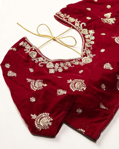 TRENDMALLS Women 's Maroon Velvet Embroidery Sequence Work Bridal Lehenga Choli with Dupatta For Women in Saudi Arabia