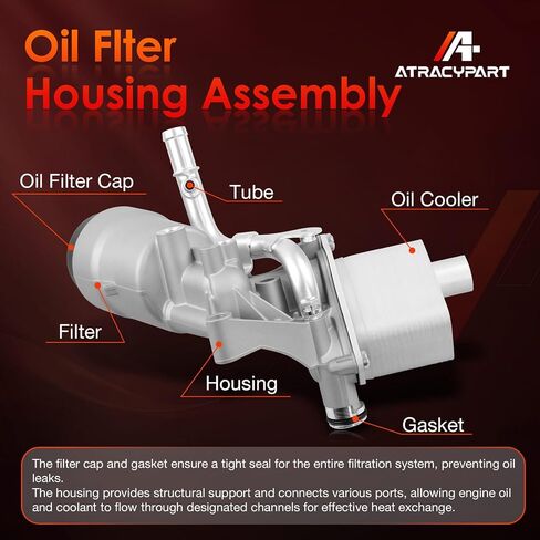 Engine Oil Cooler Oil Filter Housing Assembly Fit for 2011-2021 Chevy Cruze, Sonic Trax, Buick Encore 1.4L Turbo,with Filter Insert, Cap and Gasket Replace 55566784 918-428 55565388 88179-91400 650039 in Saudi Arabia