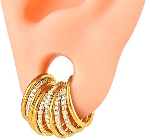 Casvort 10 قطع 16 جرام حلقات ثقب الأنف غير الملحومة قطعة زركونيا حلقات حلقة الزنمة 316 من الفولاذ المقاوم للصدأ حلقة حلزونية مكدسة سدادات الأذن شماعات النساء مجوهرات الجسم in Kuwait