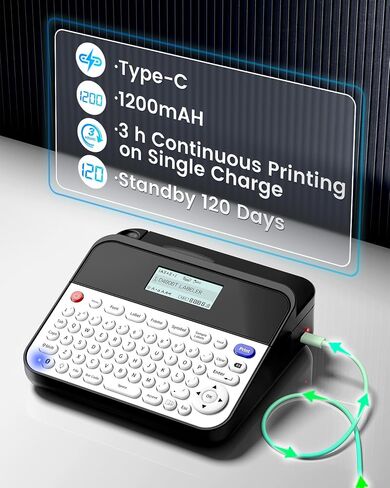 Label Maker D480BT-Bluetooth Rechargeable Label Maker Machine with Tape，QWERTY Keyboard，Backlit Screen| Connect PC & Smartphone| Create with BZ Label Tapes up to~3/4inch，Idea for Home&Office in Saudi Arabia