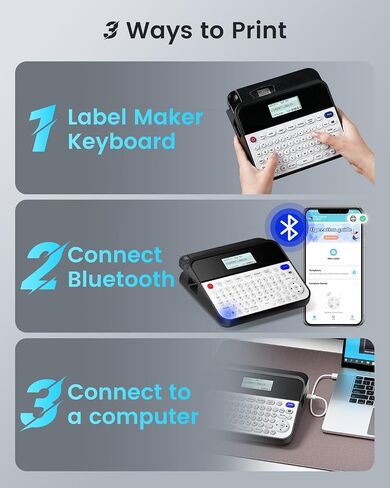 Label Maker D480BT-Bluetooth Rechargeable Label Maker Machine with Tape，QWERTY Keyboard，Backlit Screen| Connect PC & Smartphone| Create with BZ Label Tapes up to~3/4inch，Idea for Home&Office in Saudi Arabia