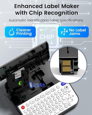 Label Maker D480BT-Bluetooth Rechargeable Label Maker Machine with Tape，QWERTY Keyboard，Backlit Screen| Connect PC & Smartphone| Create with BZ Label Tapes up to~3/4inch，Idea for Home&Office in Saudi Arabia