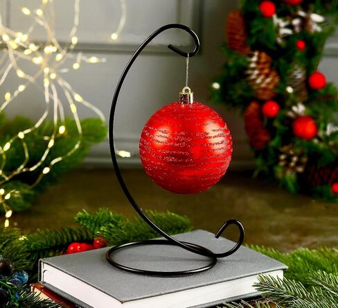 Abom 9in Ornament Display Stand, Air Plant Holder, Terrariums Hanger, Black Iron Hanging Hook for Christmas Halloween Decoration, Glass Crystal Witch Ball, Home Wedding, Party Decor(1pcs) in Saudi Arabia