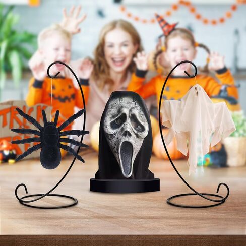 Abom 9in Ornament Display Stand, Air Plant Holder, Terrariums Hanger, Black Iron Hanging Hook for Christmas Halloween Decoration, Glass Crystal Witch Ball, Home Wedding, Party Decor(1pcs) in Saudi Arabia