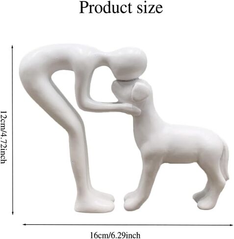 Human and Dog Statue Decoration, Cute Pet Sculpture Home Decor Tabletop Ornament Figurines Office Living Room Bedroom Home, for Dog Lovers Friends Family Decoration, Black Color in Kuwait