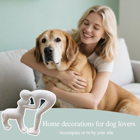 Human and Dog Statue Decoration, Cute Pet Sculpture Home Decor Tabletop Ornament Figurines Office Living Room Bedroom Home, for Dog Lovers Friends Family Decoration, Black Color in Kuwait
