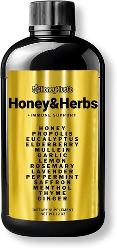 BroncoHoney - Natural Honey Cough Relief +Immune Support - (Reinforced with Propolis, Garlic, Lemon, Mint, Eucalyptus & More for Cough, Cold, Allergy) - 6 Oz in Saudi Arabia