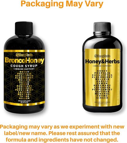 BroncoHoney - Natural Honey Cough Relief +Immune Support - (Reinforced with Propolis, Garlic, Lemon, Mint, Eucalyptus & More for Cough, Cold, Allergy) - 6 Oz in Saudi Arabia