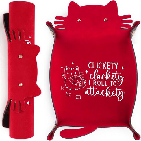 2pcs Cat Dice Rolling Tray Novelty Folding Leather Dice Holder Portable Dice Storage Accessories Decorative Desk Organizer Funny Gift for DND Game Players in Saudi Arabia