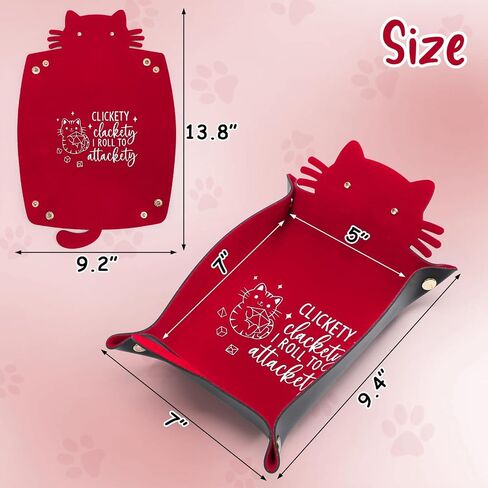 2pcs Cat Dice Rolling Tray Novelty Folding Leather Dice Holder Portable Dice Storage Accessories Decorative Desk Organizer Funny Gift for DND Game Players in Saudi Arabia
