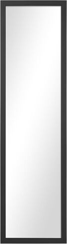 Full-Length Door Mirror 13.5 x 49.5", Black Finish, Rectangle Wall & Door Mount, Contemporary PS Plastic Frame, Body Mirror (Black) in Saudi Arabia