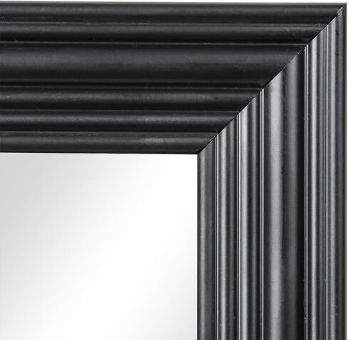 Full-Length Door Mirror 13.5 x 49.5", Black Finish, Rectangle Wall & Door Mount, Contemporary PS Plastic Frame, Body Mirror (Black) in Saudi Arabia