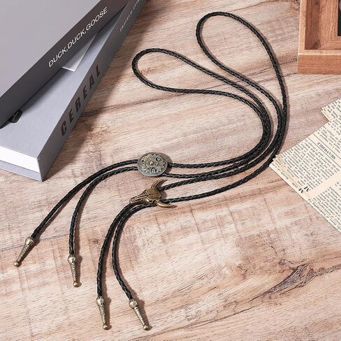 2 PCS Bolo Tie للرجال ، رعاة البقر الغربية قلادة مصنوعة يدويًا من الجلد الرئوي الرجعية على غرار البولو للنساء in Kuwait