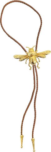 Daisy Del Sol Insect Bug Bee Bolo Tie Braided Vegan Faux Leather Gold Plated Handmade Necklace Adjustable Western Jewelry in Kuwait
