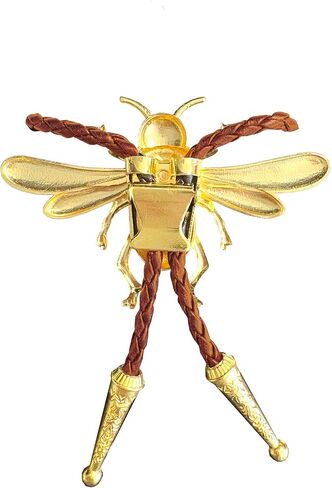 Daisy Del Sol Insect Bug Bee Bolo Tie Braided Vegan Faux Leather Gold Plated Handmade Necklace Adjustable Western Jewelry in Kuwait