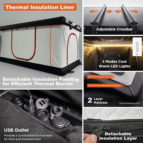 قذيفة خيمة على السطح - تخييم السيارات في الهواء الطلق من 2-3 شخص ، سيارة السيدان ، سيارات الدفع الرباعي ، مقاومة للماء ، دمعة ، مقاومة للرياح ، سقف قوي ، سهل لسيارات الدفع الرباعي الأساسية ، البرية ، كبيرة ، أسود (نسخة قياسية) in Kuwait