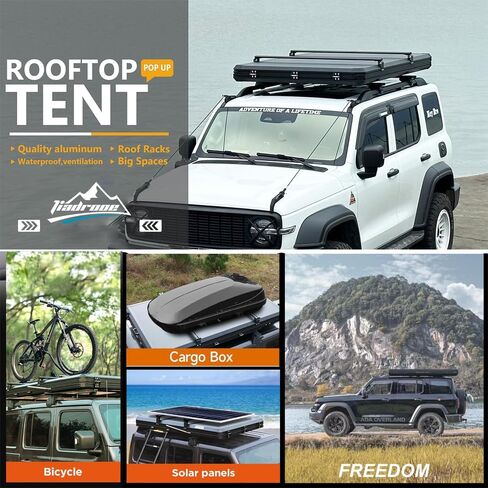 قذيفة خيمة على السطح - تخييم السيارات في الهواء الطلق من 2-3 شخص ، سيارة السيدان ، سيارات الدفع الرباعي ، مقاومة للماء ، دمعة ، مقاومة للرياح ، سقف قوي ، سهل لسيارات الدفع الرباعي الأساسية ، البرية ، كبيرة ، أسود (نسخة قياسية) in Kuwait