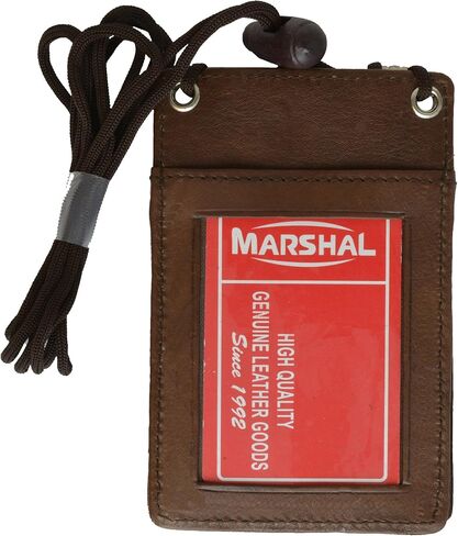 Marshal New Leather Neck Strap ID Badge Credit Card Holder Pouch Wallet Mini CrossBody (Brown) in Saudi Arabia