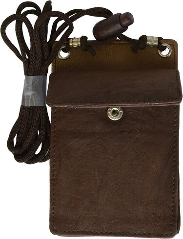 Marshal New Leather Neck Strap ID Badge Credit Card Holder Pouch Wallet Mini CrossBody (Brown) in Saudi Arabia