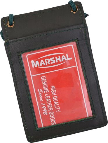 Marshal New Leather Neck Strap ID Badge Credit Card Holder Pouch Wallet Mini CrossBody (Brown) in Saudi Arabia