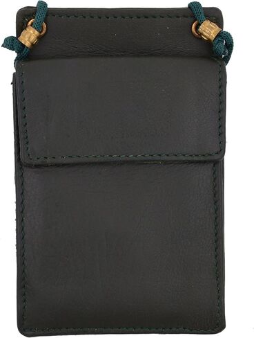 Marshal New Leather Neck Strap ID Badge Credit Card Holder Pouch Wallet Mini CrossBody (Brown) in Saudi Arabia