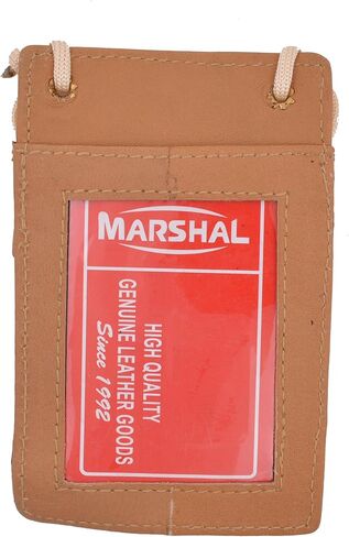 Marshal New Leather Neck Strap ID Badge Credit Card Holder Pouch Wallet Mini CrossBody (Brown) in Saudi Arabia