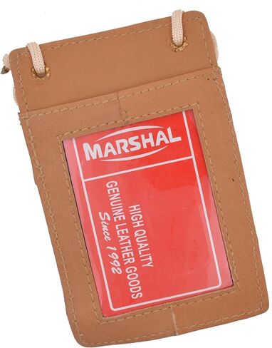 Marshal New Leather Neck Strap ID Badge Credit Card Holder Pouch Wallet Mini CrossBody (Brown) in Saudi Arabia