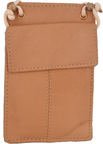 Marshal New Leather Neck Strap ID Badge Credit Card Holder Pouch Wallet Mini CrossBody (Brown) in Saudi Arabia