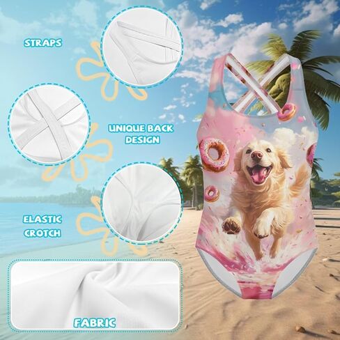 One Piece Swimsuit Girls Cross-Back Bathing Suit 5-14Y Kids Swimwear Cute Swimsuits Sleeveless Bathing Suits in Kuwait