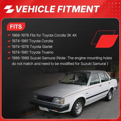 21100-24034 2 مكربن ​​برميل لـ 1974-1981 TOYOTA Corolla 3K 4K، ستارليت، تروينو/1986-1988 سوزوكي ساموراي 2bbl كارب يستبدل # 21100-24035، خنق يدوي (21100-24034) in Saudi Arabia