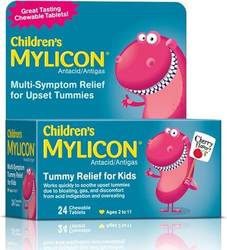 MYLICON Children's Tummy Relief for Kids, 24 Cherry Flavored Chewable Tablets in Kuwait