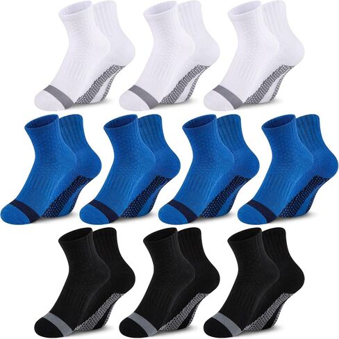 comfoex 10 pairs boys socks half cushion cotton Quarter Runch Running Socks Coled Coord for Little Big Kids 6-8 8-10 Years in Kuwait