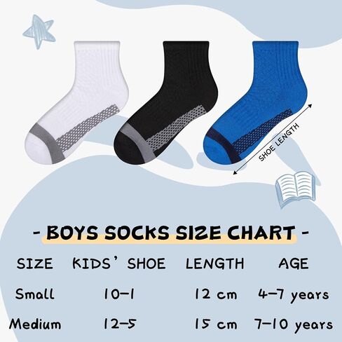 comfoex 10 pairs boys socks half cushion cotton Quarter Runch Running Socks Coled Coord for Little Big Kids 6-8 8-10 Years in Kuwait