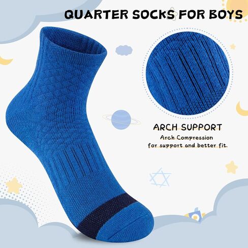 comfoex 10 pairs boys socks half cushion cotton Quarter Runch Running Socks Coled Coord for Little Big Kids 6-8 8-10 Years in Kuwait