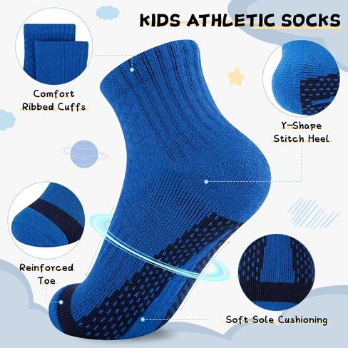 comfoex 10 pairs boys socks half cushion cotton Quarter Runch Running Socks Coled Coord for Little Big Kids 6-8 8-10 Years in Kuwait