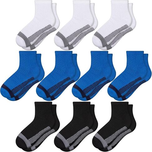comfoex 10 pairs boys socks half cushion cotton Quarter Runch Running Socks Coled Coord for Little Big Kids 6-8 8-10 Years in Kuwait