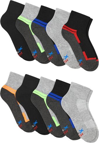 Hanes Boys' Moves Ankle, Breathable Mesh Performance Socks, Moisture-Wicking, 10-Pack in Saudi Arabia