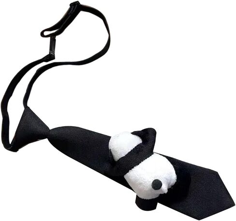 Adjustable Zipper Neckties Panda Playfulness Casual Styles Tie Unisex Necktie for Men and Boys with Easy Clip in Kuwait