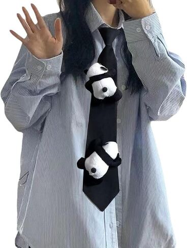 Adjustable Zipper Neckties Panda Playfulness Casual Styles Tie Unisex Necktie for Men and Boys with Easy Clip in Kuwait