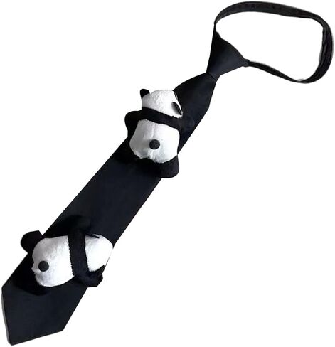 Adjustable Zipper Neckties Panda Playfulness Casual Styles Tie Unisex Necktie for Men and Boys with Easy Clip in Kuwait