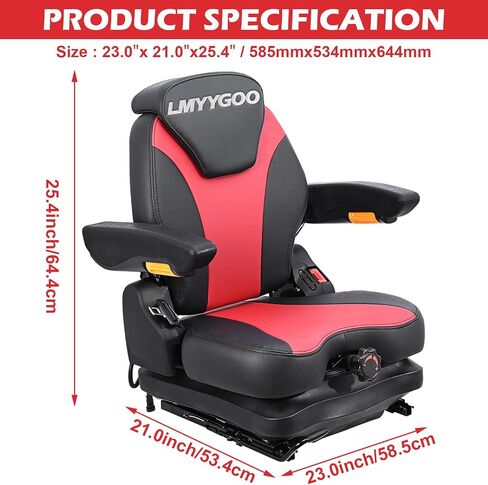 Universal Tractor Seat,Highback Low Suspension Forklift Seat, Adjustable Backrest and Slide Rails,Adjustable Armrests Shock Absorber Heavy Duty Seat for Toro Mower Excavator Harvester in Kuwait